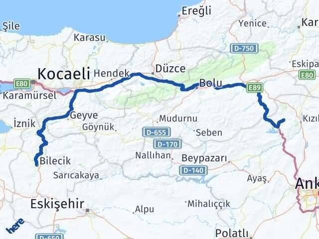 Bilecik Çamlıdere Ankara Arası Kaç Km - Yol Haritası