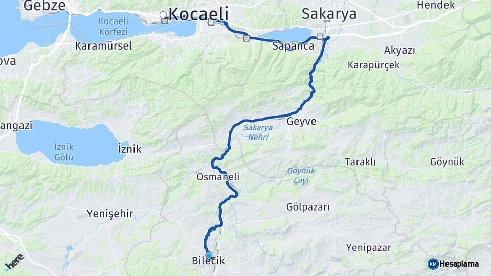 Bilecik Derince Kocaeli Arası Kaç Km - Yol Haritası