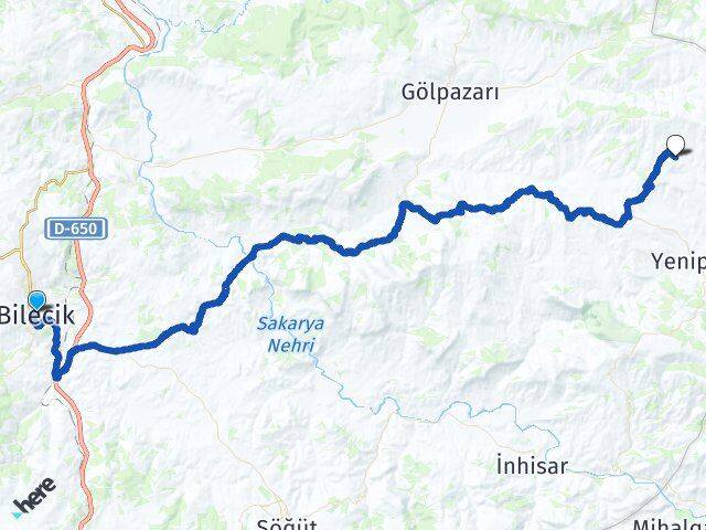 Bilecik Doğubelenören Yenipazar Arası Kaç Km - Yol Haritası