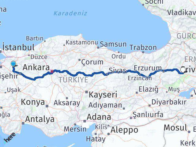 Bilecik Eleşkirt Ağrı Arası Kaç Km - Yol Haritası