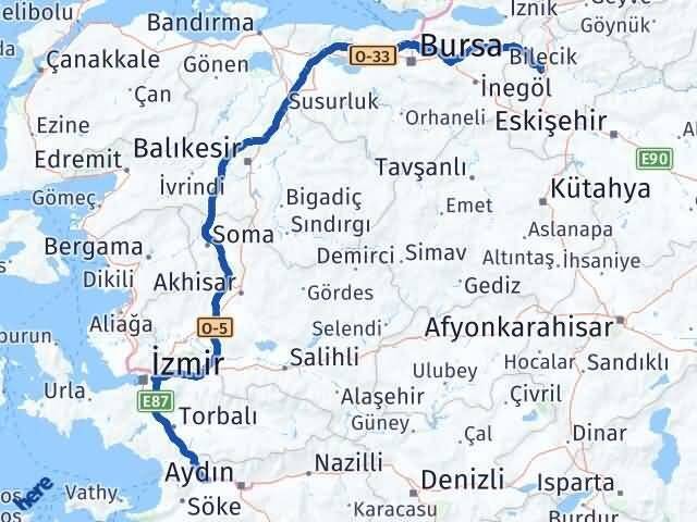 Bilecik Germencik Aydın Arası Kaç Km - Yol Haritası