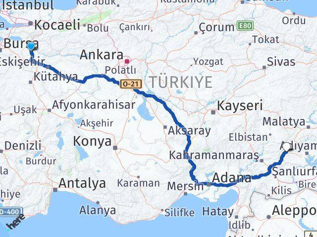 Bilecik Gölbaşı Adıyaman Arası Kaç Km - Yol Haritası