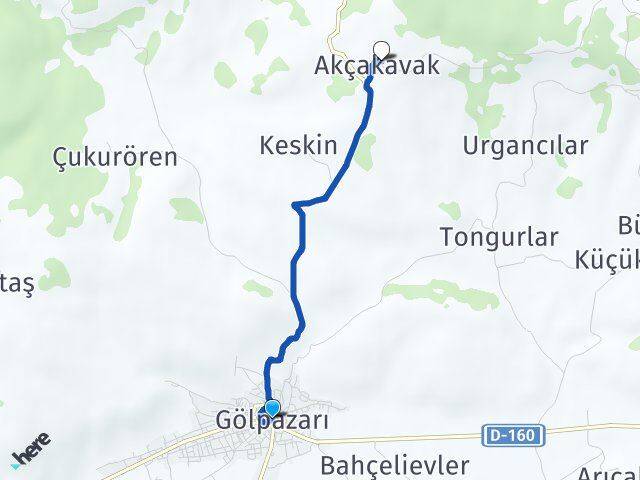 Bilecik Gölpazarı Akçakavak Gölpazarı Arası Kaç Km - Yol Haritası