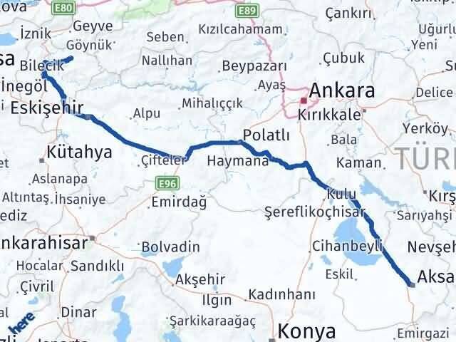 Bilecik Gölpazarı Aksaray Arası Kaç Km - Yol Haritası