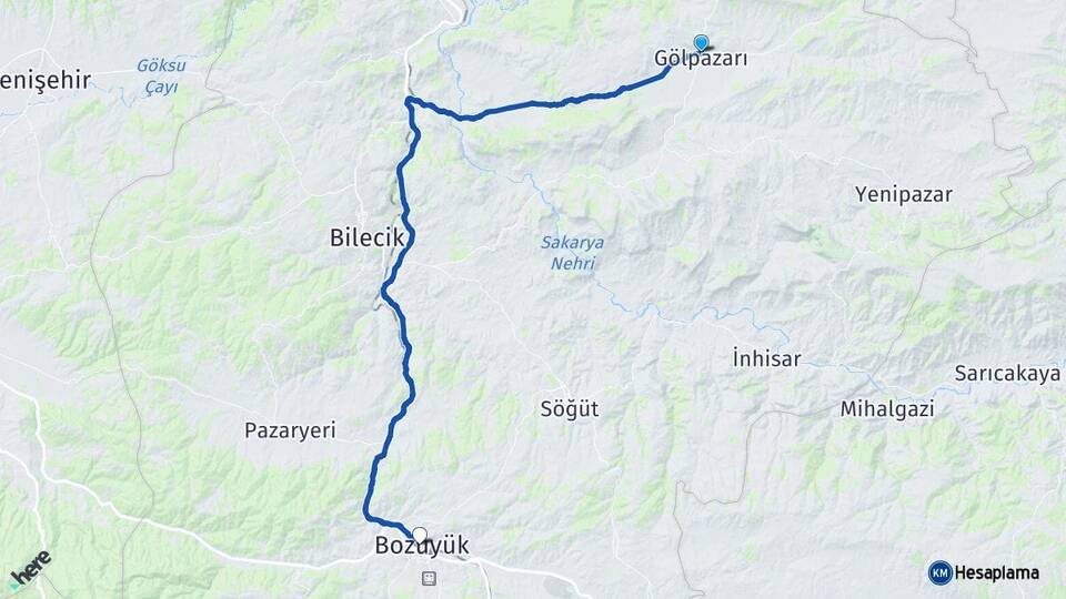 Bilecik Gölpazarı Bozüyük Arası Kaç Km - Yol Haritası