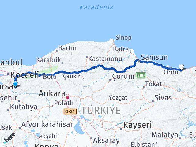 Bilecik Gölpazarı Giresun Arası Kaç Km - Yol Haritası