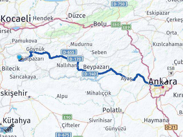 Bilecik Gölpazarı Keçiören Ankara Arası Kaç Km - Yol Haritası