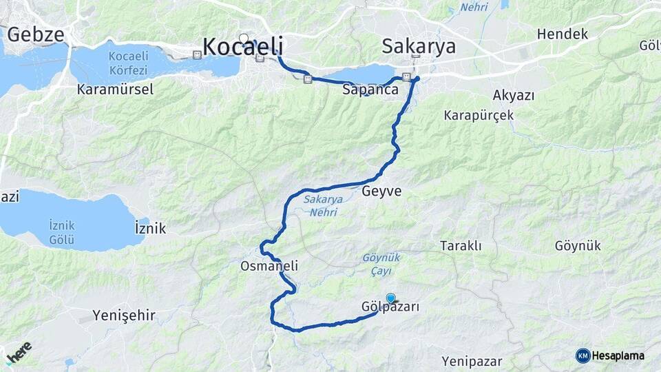 Bilecik Gölpazarı Kocaeli Arası Kaç Km - Yol Haritası