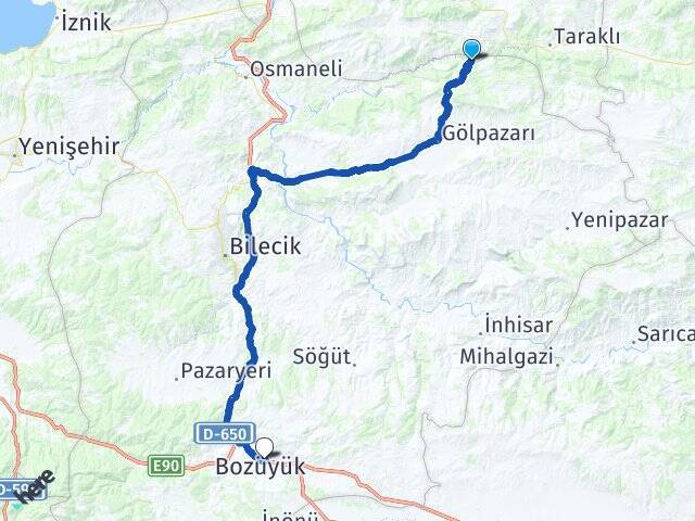 Köprücek Bozüyük Otobüs Terminali Arası Kaç Km - Yol Tarifi