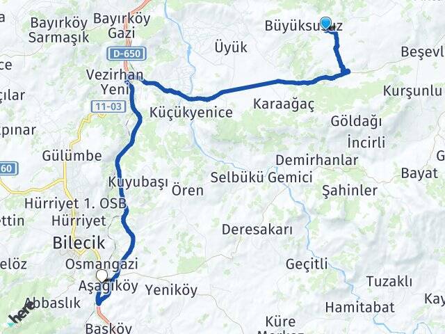 Küçüksusuz Bilecik Tren Garı Arası Kaç Km - Yol Tarifi