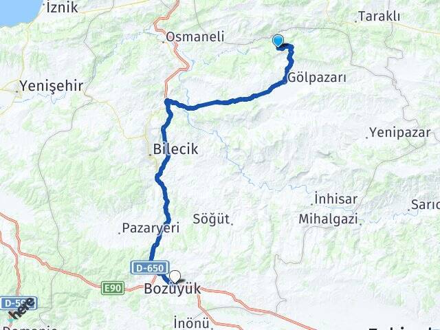 Kuşçuören Bozüyük Otobüs Terminali Arası Kaç Km - Yol Tarifi