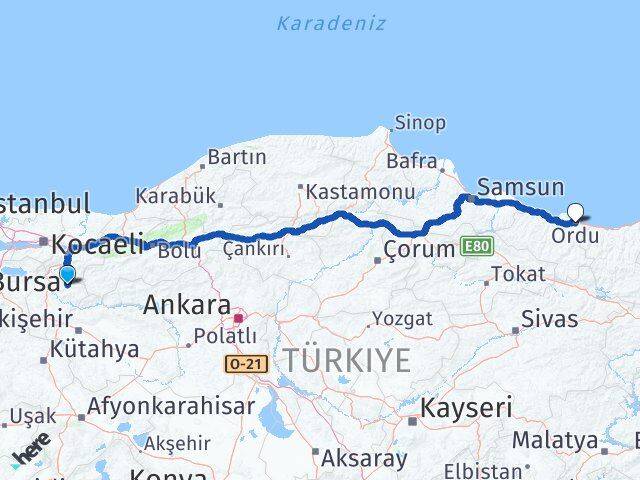 Bilecik Gölpazarı Ordu Arası Kaç Km - Yol Haritası