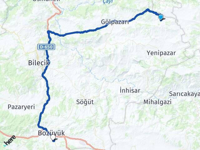 Sarıhacılar Bozüyük YHT Garı Arası Kaç Km - Yol Tarifi