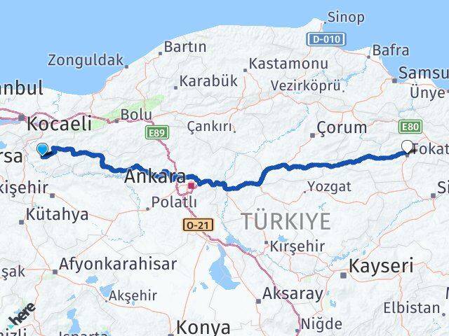 Bilecik Gölpazarı Tokat Arası Kaç Km - Yol Haritası