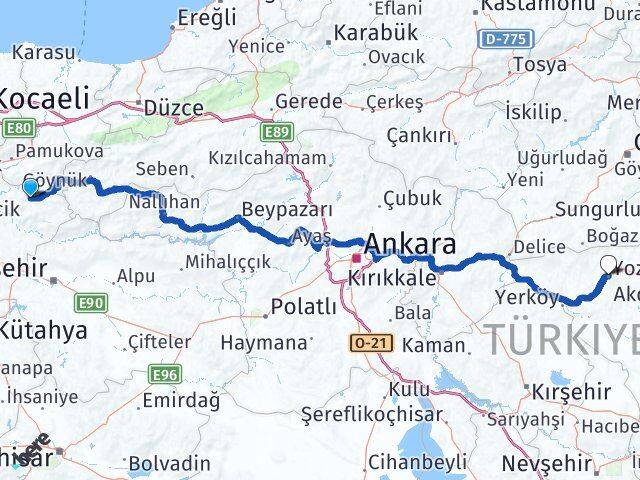 Bilecik Gölpazarı Yozgat Arası Kaç Km - Yol Haritası