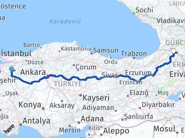 Bilecik Hanak Ardahan Arası Kaç Km - Yol Haritası