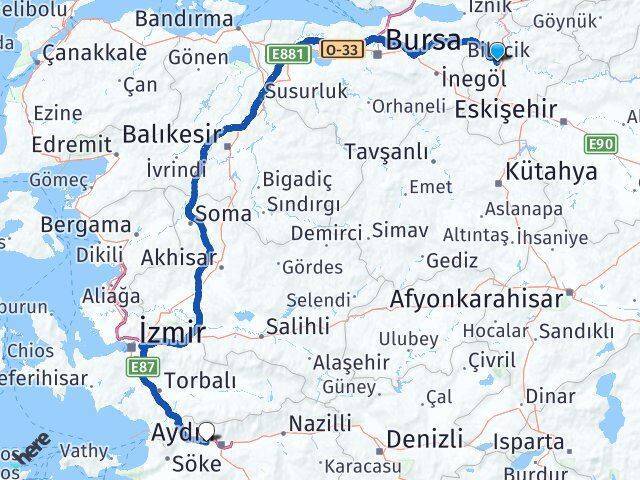Bilecik İncirliova Arası Kaç Km - Yol Tarifi