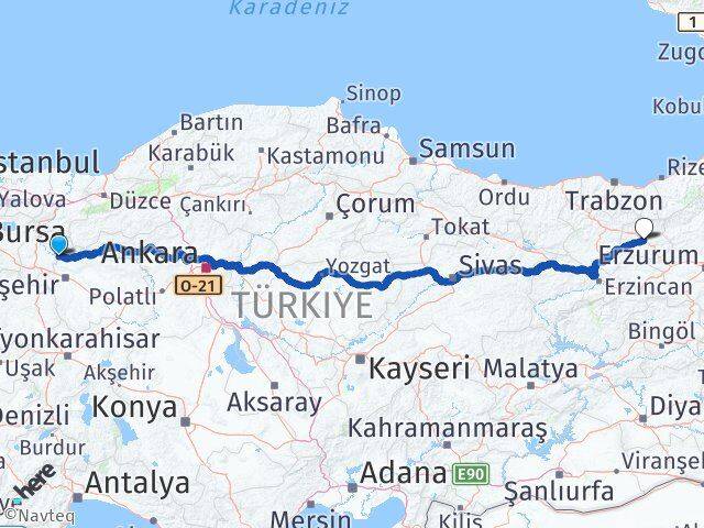 Bilecik İnhisar Bayburt Arası Kaç Km - Yol Haritası