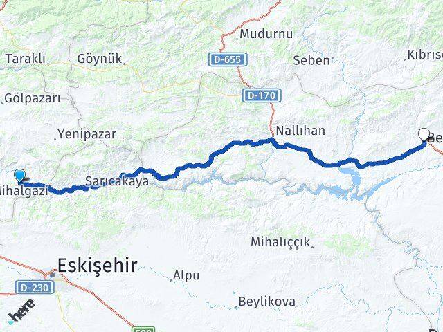 Bilecik İnhisar Beypazarı Ankara Arası Kaç Km - Yol Haritası