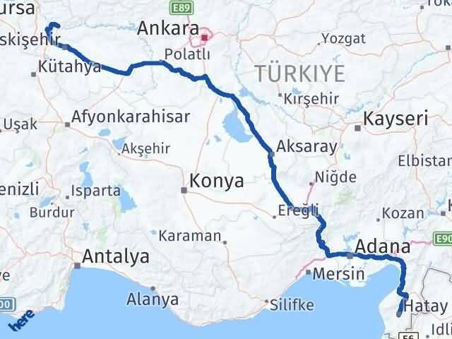 Bilecik İnhisar Hatay Arası Kaç Km - Yol Haritası