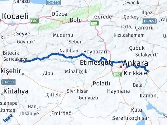 Bilecik İnhisar Kırıkkale Arası Kaç Km - Yol Haritası