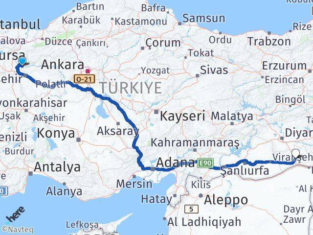 Bilecik İnhisar Mardin Arası Kaç Km - Yol Haritası