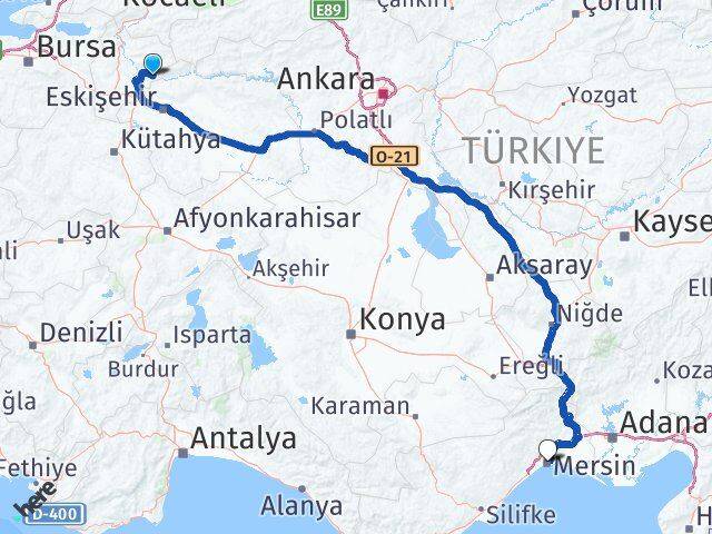 Bilecik İnhisar Mersin Arası Kaç Km - Yol Haritası