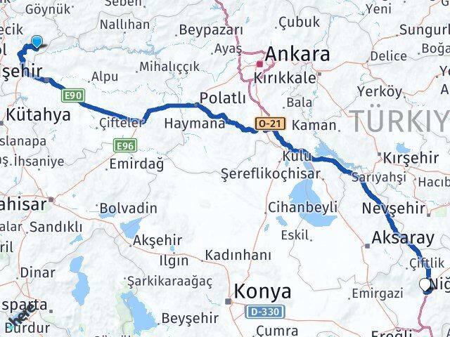 Bilecik İnhisar Niğde Arası Kaç Km - Yol Haritası