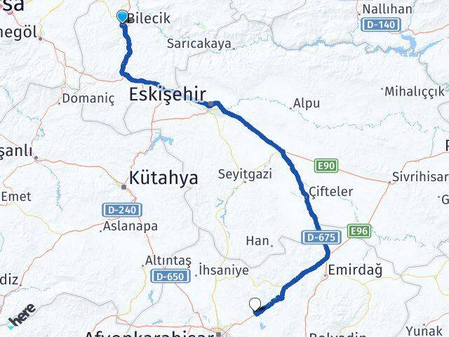 Bilecik İscehisar Afyonkarahisar Arası Kaç Km - Yol Haritası