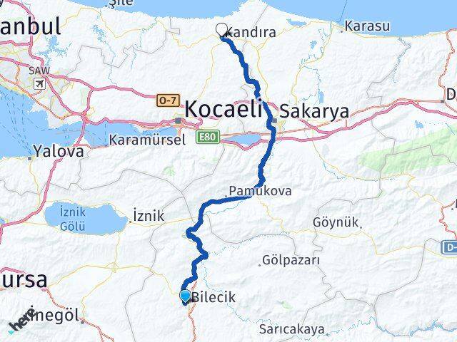 Bilecik Kandıra Kocaeli Arası Kaç Km - Yol Haritası