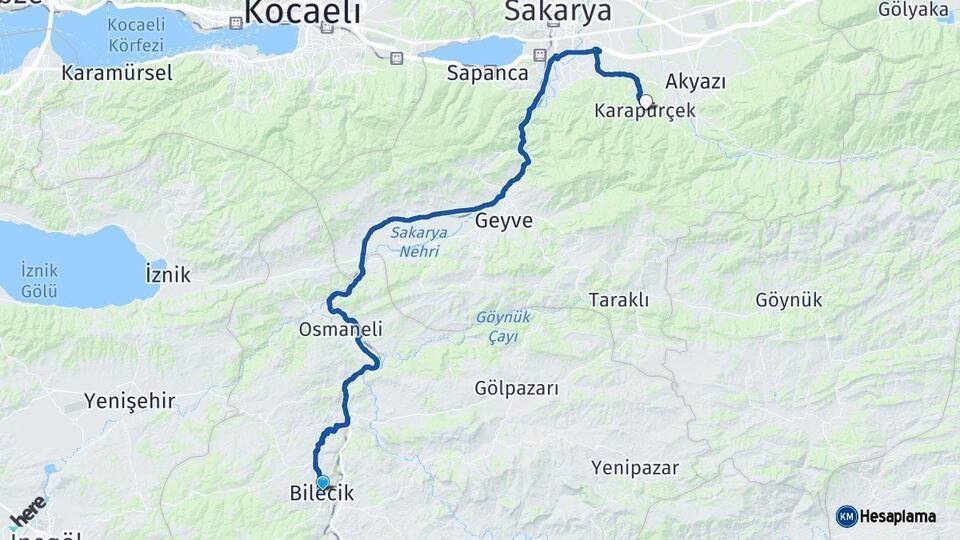 Bilecik Karapürçek Arası Kaç Km - Yol Tarifi