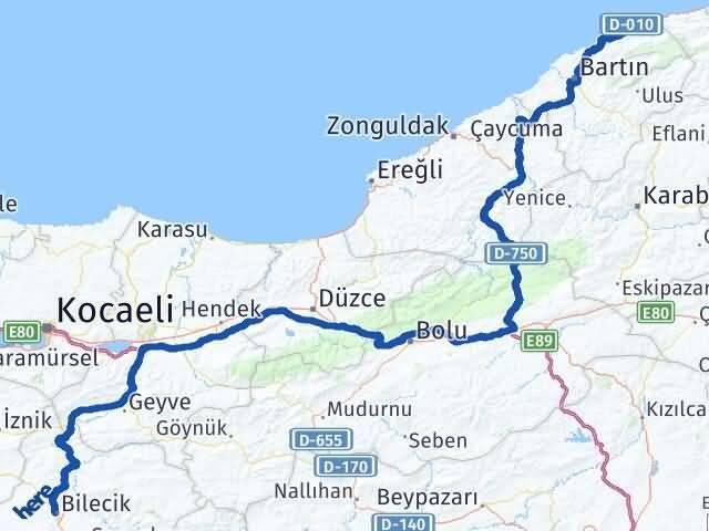 Bilecik Kurucaşile Bartın Arası Kaç Km - Yol Haritası