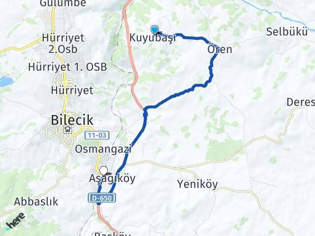 Kuyubaşı Bilecik Tren Garı Arası Kaç Km - Yol Tarifi