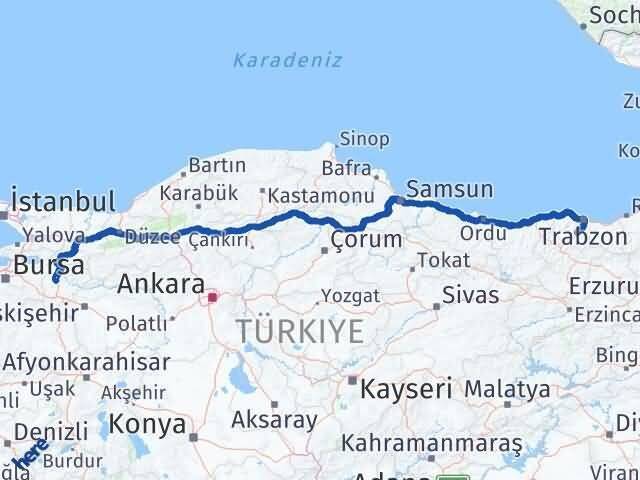 Bilecik Maçka Trabzon Arası Kaç Km - Yol Haritası