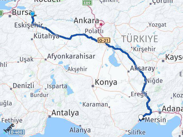 Bilecik Mezitli Mersin Arası Kaç Km - Yol Haritası