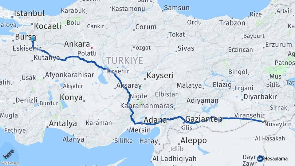 Bilecik Nusaybin Mardin Arası Kaç Km - Yol Haritası