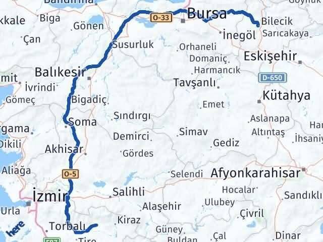 Bilecik Ödemiş İzmir Arası Kaç Km - Yol Haritası