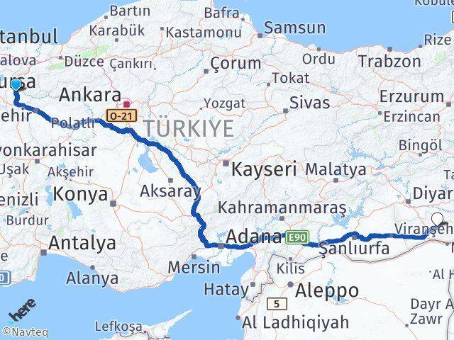 Bilecik Ömerli Mardin Arası Kaç Km - Yol Haritası