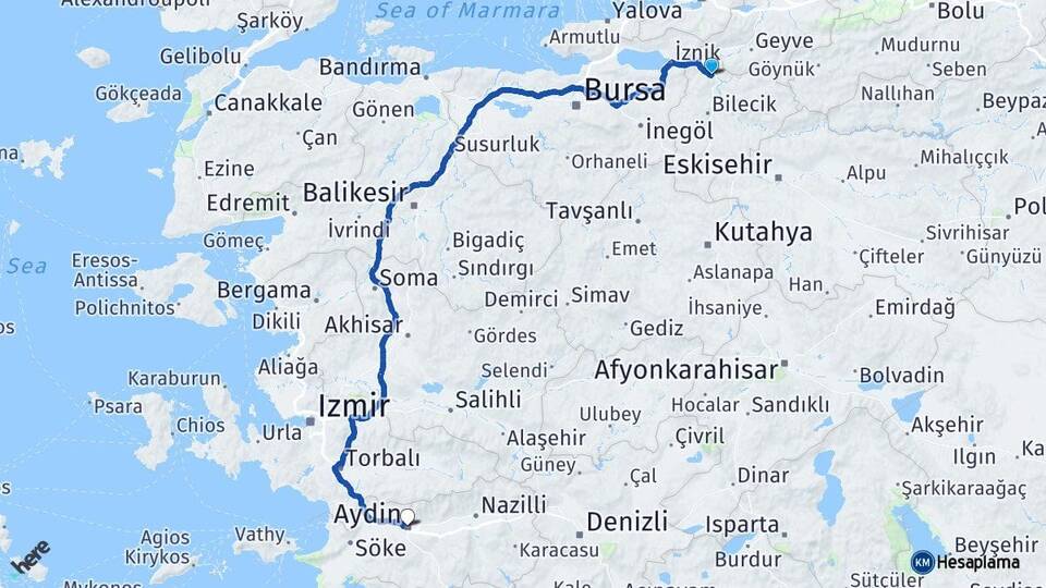 Bilecik Osmaneli Aydın Arası Kaç Km - Yol Haritası