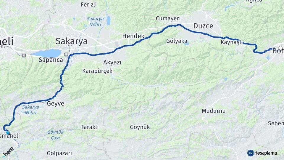 Bilecik Osmaneli Bolu Arası Kaç Km - Yol Haritası