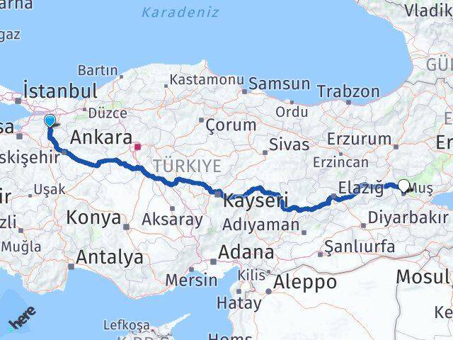 Bilecik Osmaneli Muş Arası Kaç Km - Yol Haritası