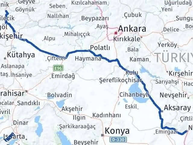 Bilecik Osmaneli Niğde Arası Kaç Km - Yol Haritası