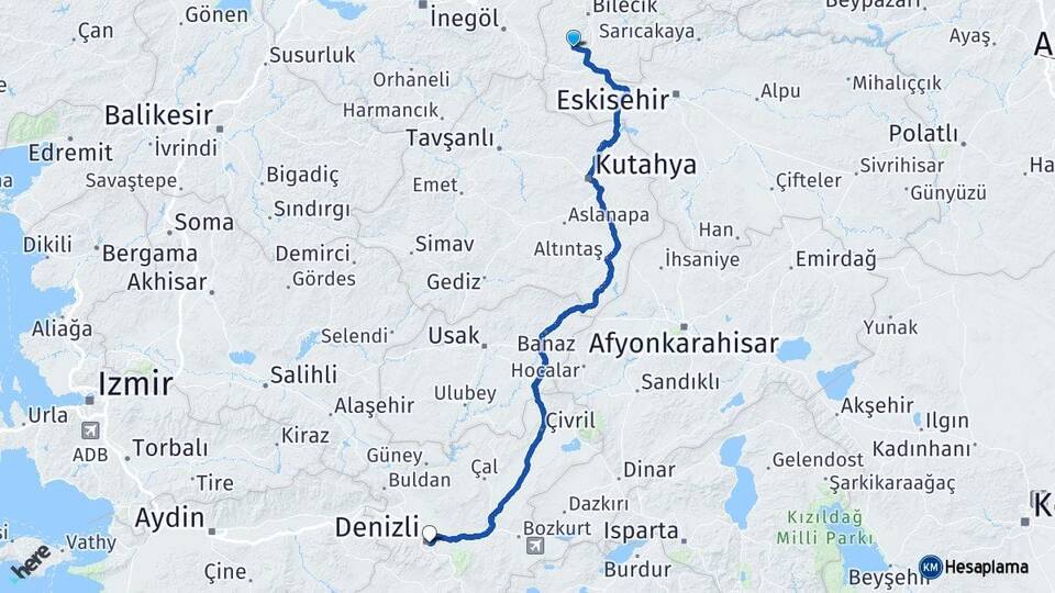 Bilecik Pazaryeri Denizli Arası Kaç Km - Yol Haritası