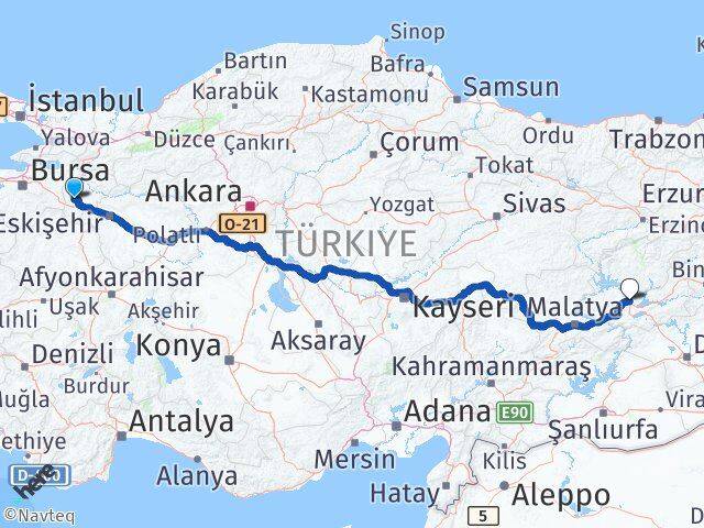Bilecik Pazaryeri Elazığ Arası Kaç Km - Yol Haritası