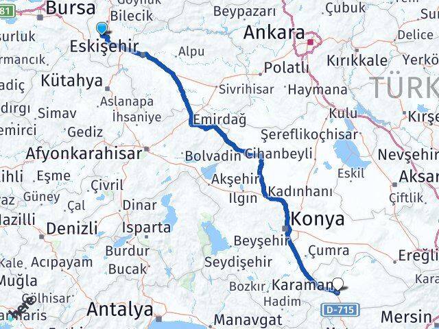 Bilecik Pazaryeri Karaman Arası Kaç Km - Yol Haritası