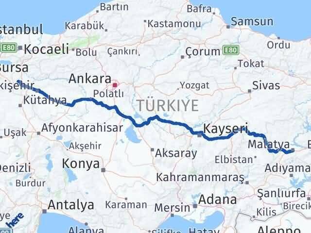 Bilecik Pazaryeri Malatya Arası Kaç Km - Yol Haritası