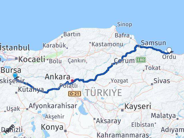 Bilecik Pazaryeri Ordu Arası Kaç Km - Yol Haritası
