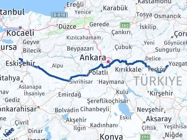 Bilecik Pazaryeri Yozgat Arası Kaç Km - Yol Haritası