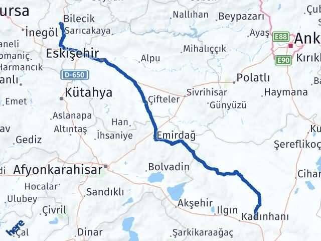Bilecik Sarayönü Konya Arası Kaç Km - Yol Haritası