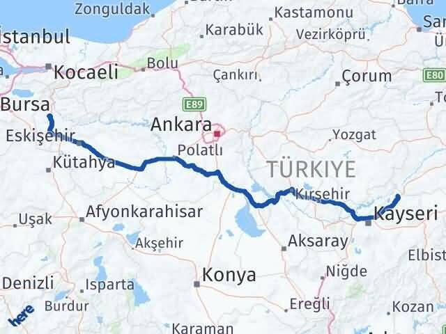 Bilecik Sarıoğlan Kayseri Arası Kaç Km - Yol Haritası